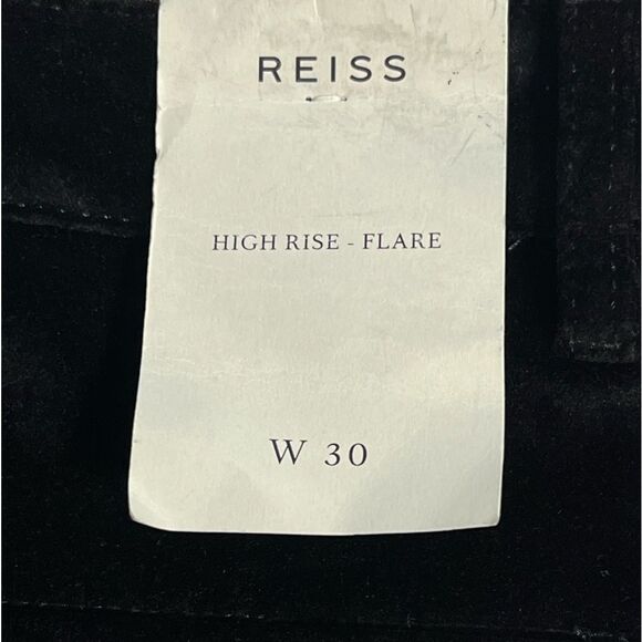 Reiss Isa Black Velvet Pants Sz 30 High Waist Wide Leg Holiday Capsule Event - Picture 14 of 16